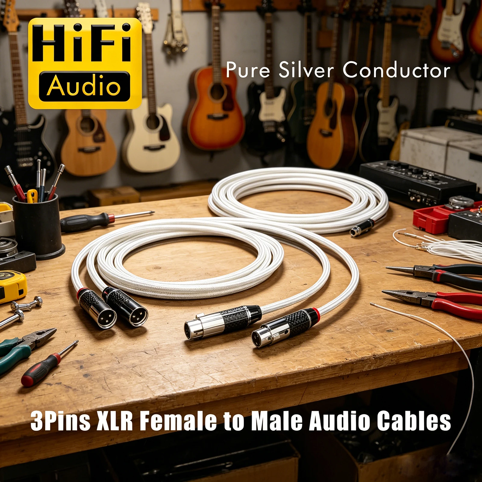 Hi-end Cable XLR Pure Silver XLR Balanced Audio Cable Carbon Fiber Male to Female XLR Connector Karon Microphone Mixer Cord
