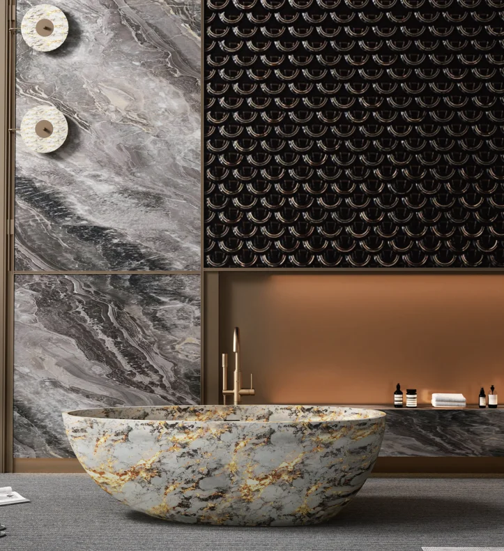 

Ванна Meiyani Luxury Oval Freestanding: отдельностоящая, с поверхностью из цельного мрамора, высококачественная массажная ванна