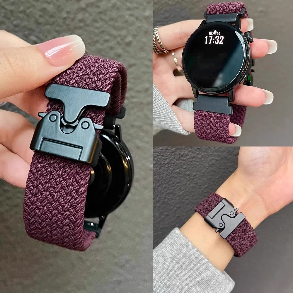 18 مللي متر 20 مللي متر 22 مللي متر حزام لساعة سامسونج جالاكسي 7/FE/4/5 Pro/6 كلاسيك/جير s3/amazfit GTR سوار مضفر هواوي GT 4 5 Pro Band