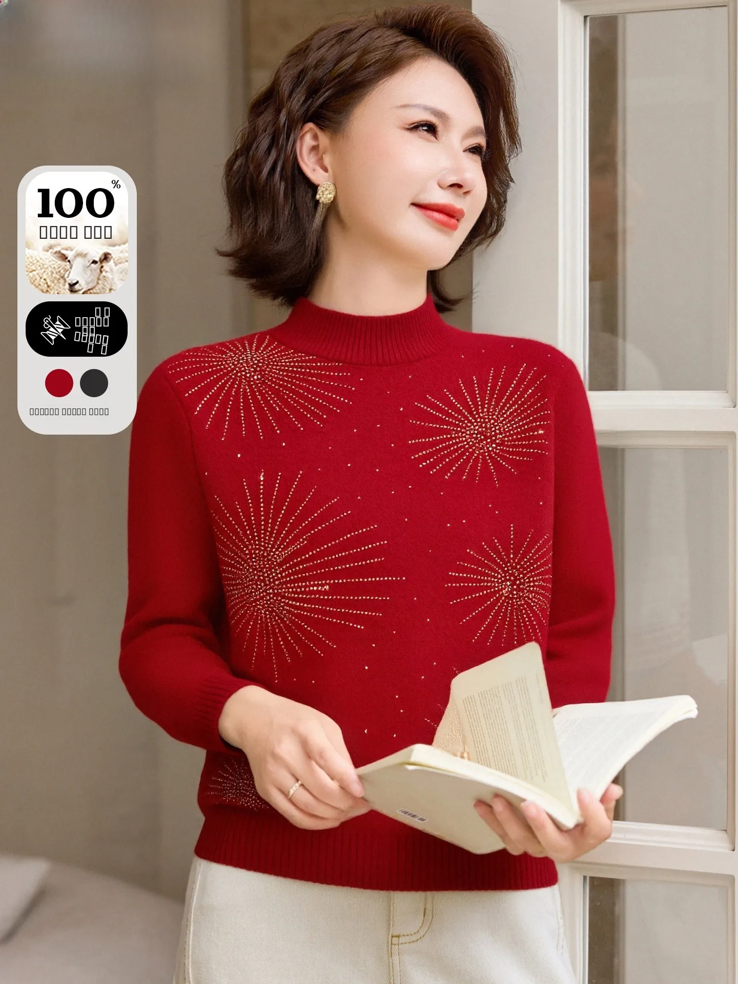 

Элегантный шерстяной свитер: модная вязаная зимняя одежда для женщин среднего и старшего возраста, бренд Small Fragrance Sle Ladie