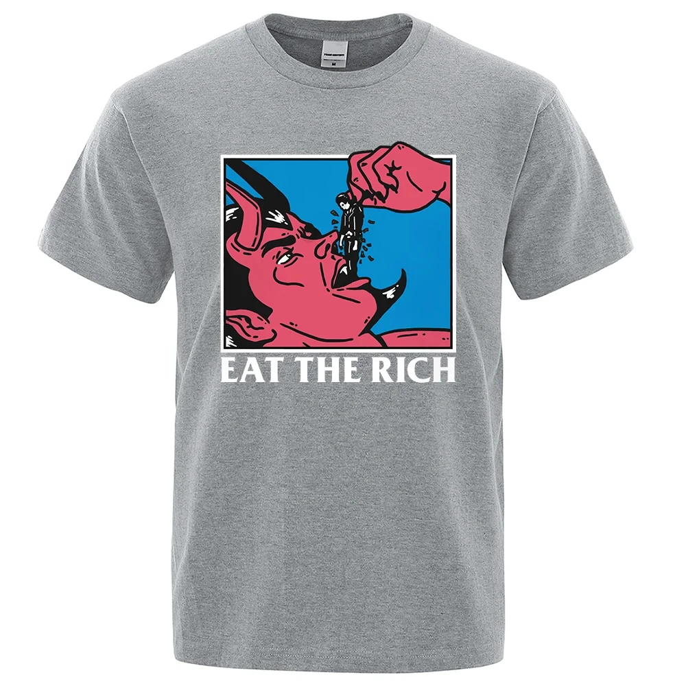 New Eat The Rich Horror Comics Printed Men T-Shirt Tee Loose Cotton T Shirts Mens Streetwear Brand Breathable Y2K Tops Clothing