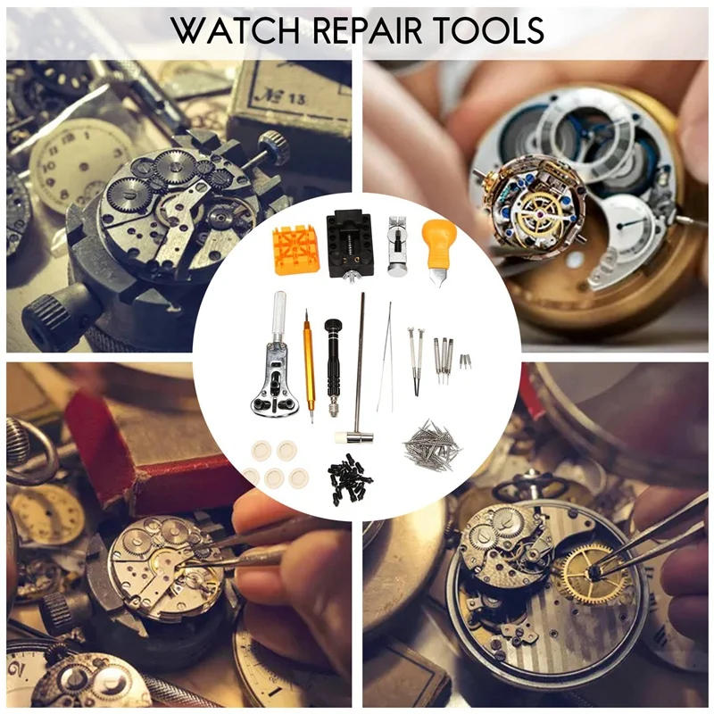 150 Pieces Watch Repair Tool Kit Watch Link Pin Remover Shell Opener Spring Bar Remover Watch Battery Replacement Strap Needle T