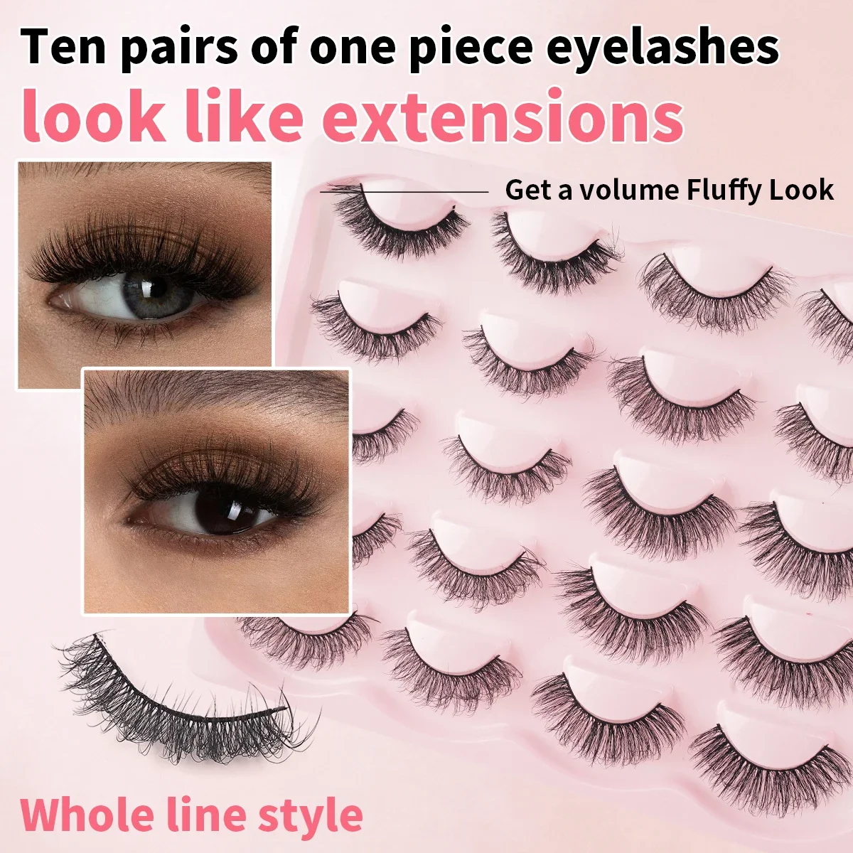 10 個 3D ミンクまつげメイクアップまつげふわふわナチュラルロングフェイクまつげフルストライプ再利用可能なつけまつげエクステンション