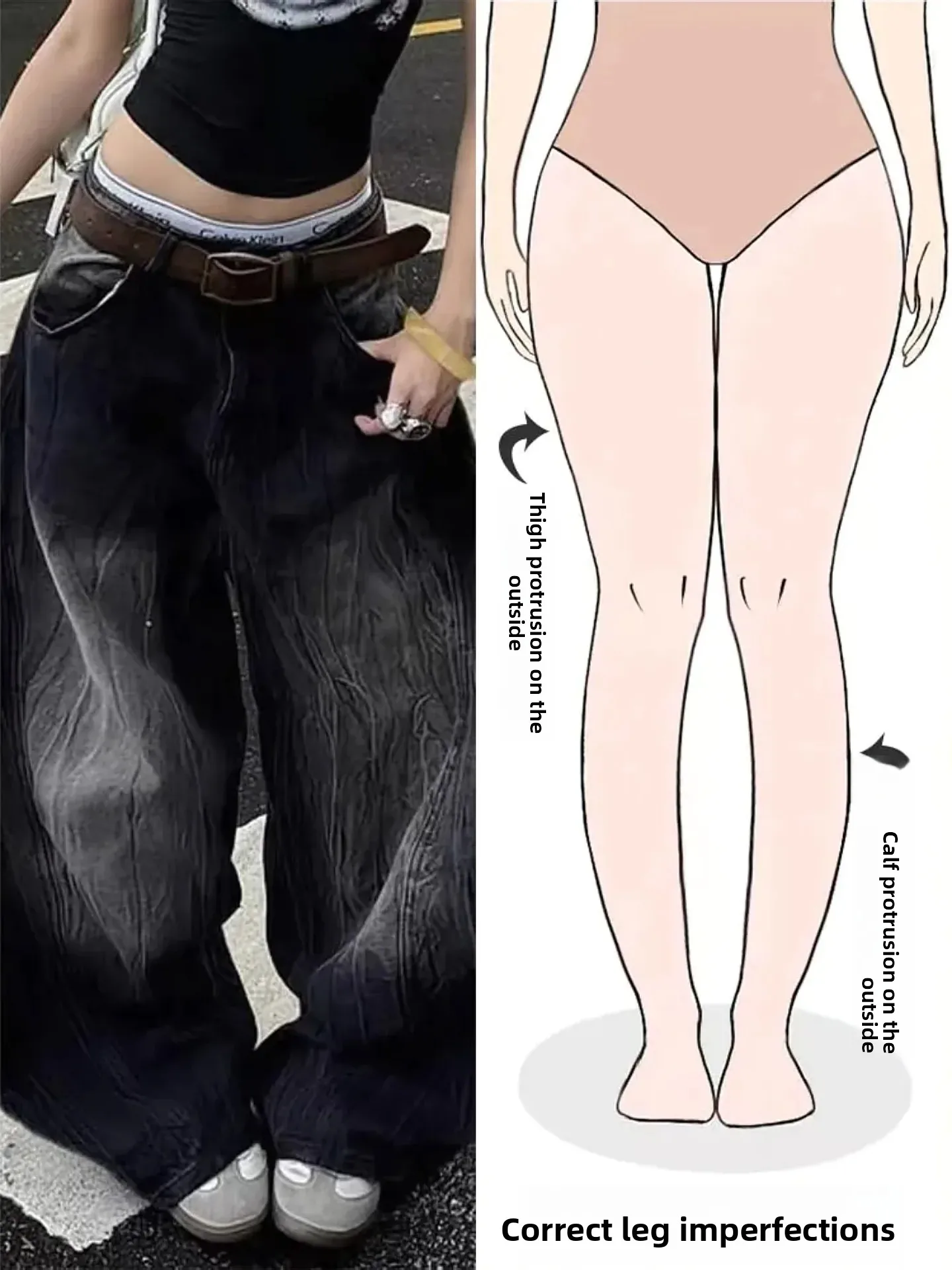 

Retro Washed Knife Denim Jeans Women's Wide Leg Pants Casual High Waist Bootcut Trousers for Pear Shaped Body Design Sense