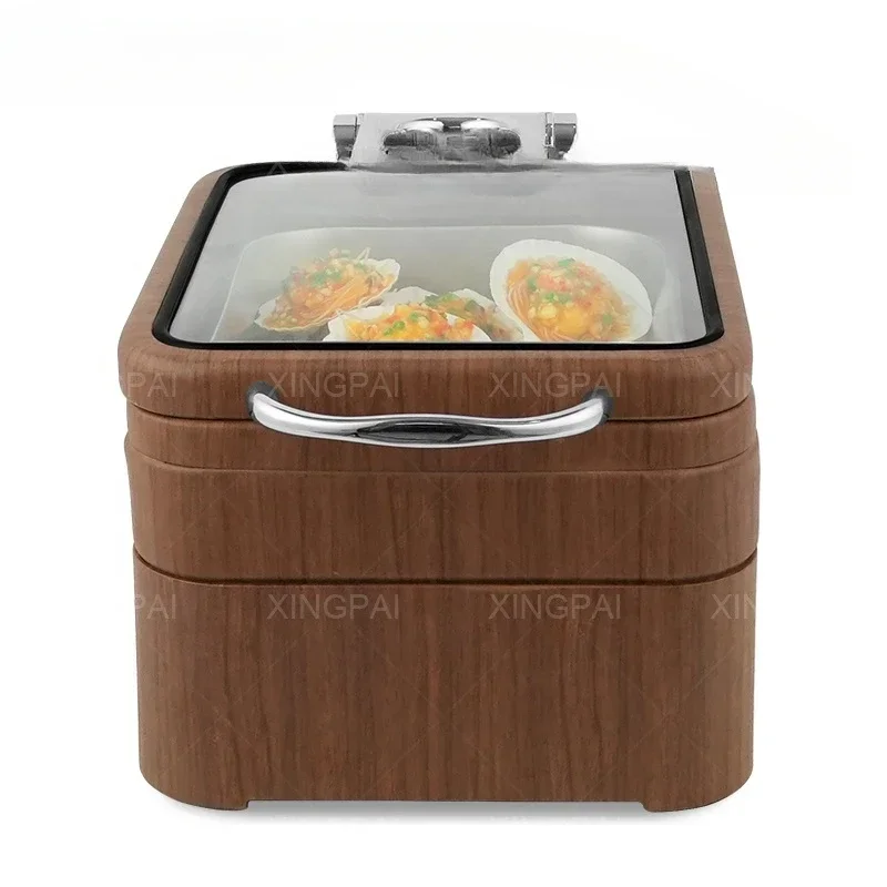 Mini isolamento térmico de buffet retangular de madeira para suprimentos de restaurante de hotel