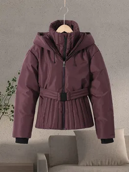 Women’s Ski Parka Coat 6 Ski Parkas Coat Jacket Women Zipper Belts Thicken 2025 Winter Skiing Cotton Lapel Snow Female Skiwear Outdoor Street Outwear Top 6