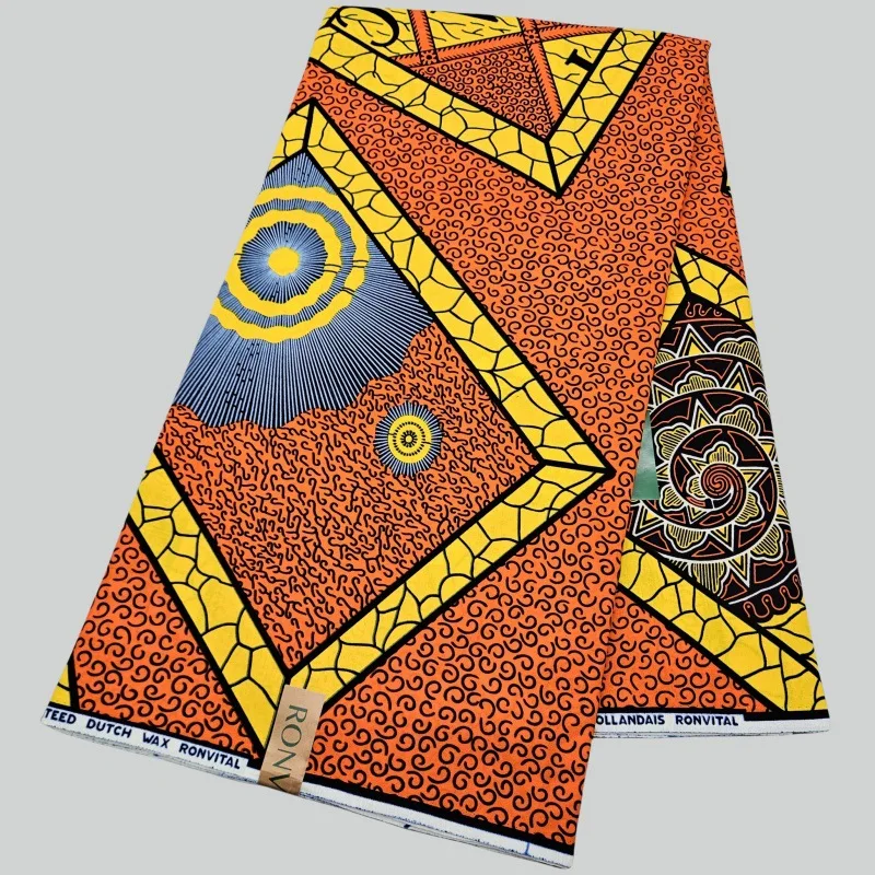 

6 ярдов длинная хлопковая восковая ткань в африканском стиле для шитья платья, дивана, занавеска, скатерть шириной 120 см, R2747