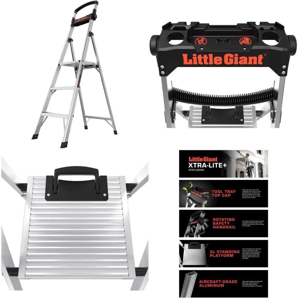 سلم من الألومنيوم بطول 5 أقدام، سلم متين عالي الجودة صناعيًا بوزن 375 رطلًا، خفيف الوزن للغاية للاستخدام الاحترافي