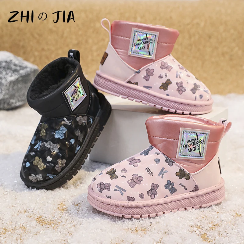 

Winter New High Top Anti Slip Snow Boots Cute Girls Outdoor Indoor Plush Ankle Boots Fashion Paired with Sports Student Shoes