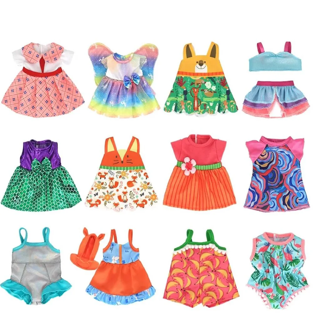 12Pcs Baby Doll Clothes Baby Doll Dresses Handmade Doll Dresses Jumpsuit Dolls Outfits for 10-12in Alive Baby Dolls