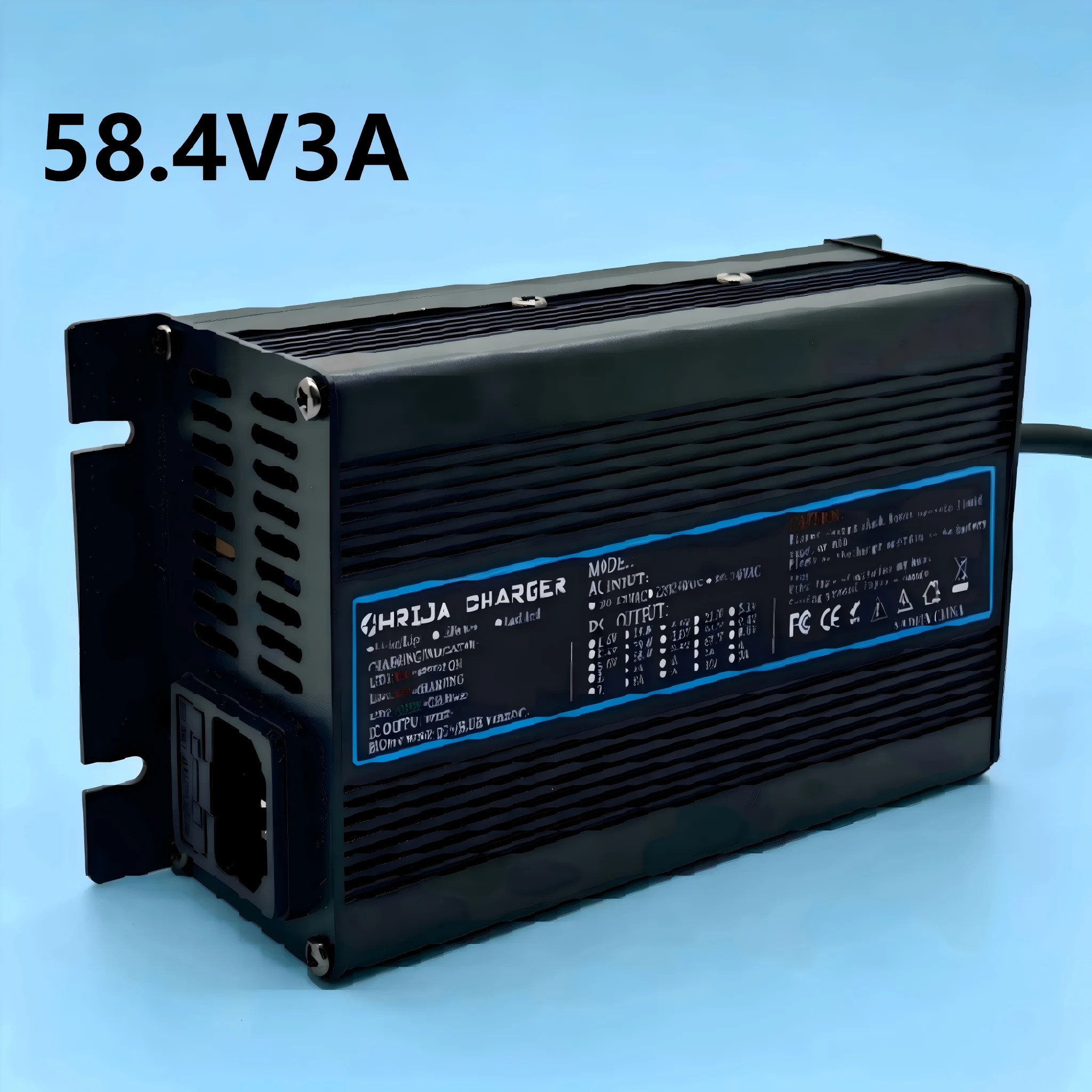 OHRIJA 58.4V 3A Fast Charger for LiFePO4 Battery  for 16S 51.2V Electric Car Safe & Stable Aluminum Case, Overcharge Protection
