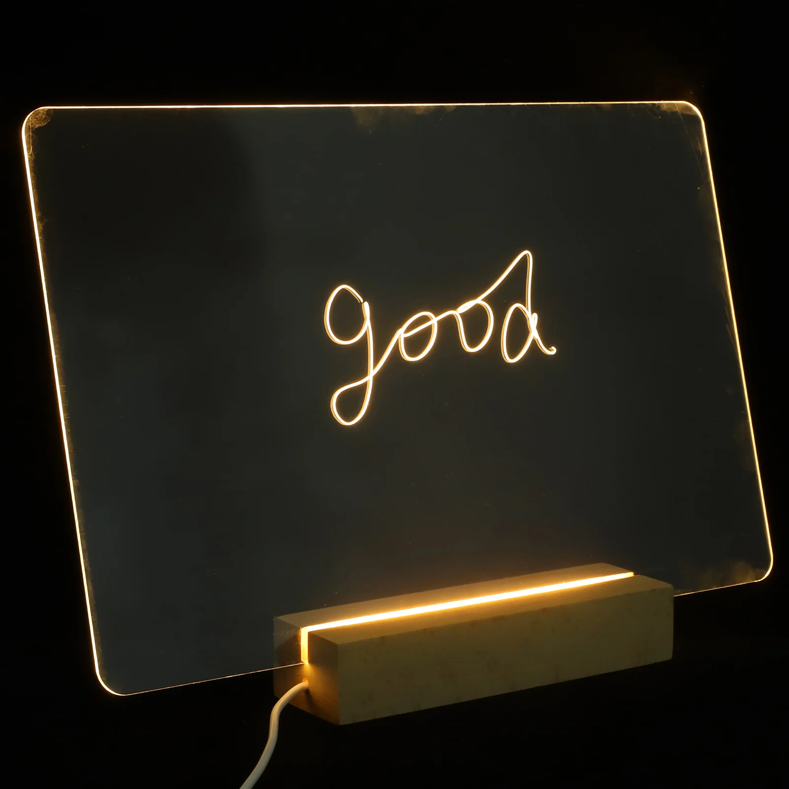 Night Light Note Board Office Message Desktop Memo White Erasable Tabletop Lamp