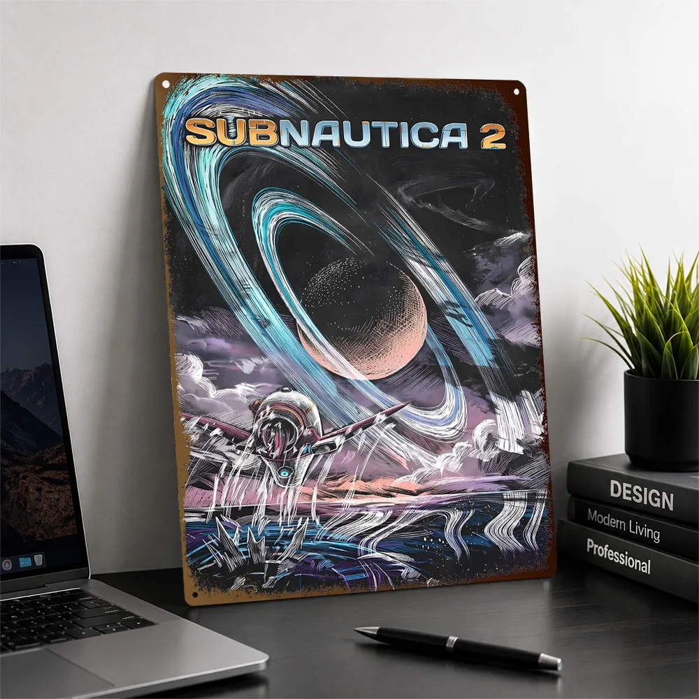 Subnautica 2 Cosmic Ring Portal Aluminum Poster Customized Metal Tin Sign Dystopian Hero Tribute Wall Art Enhances Home Office
