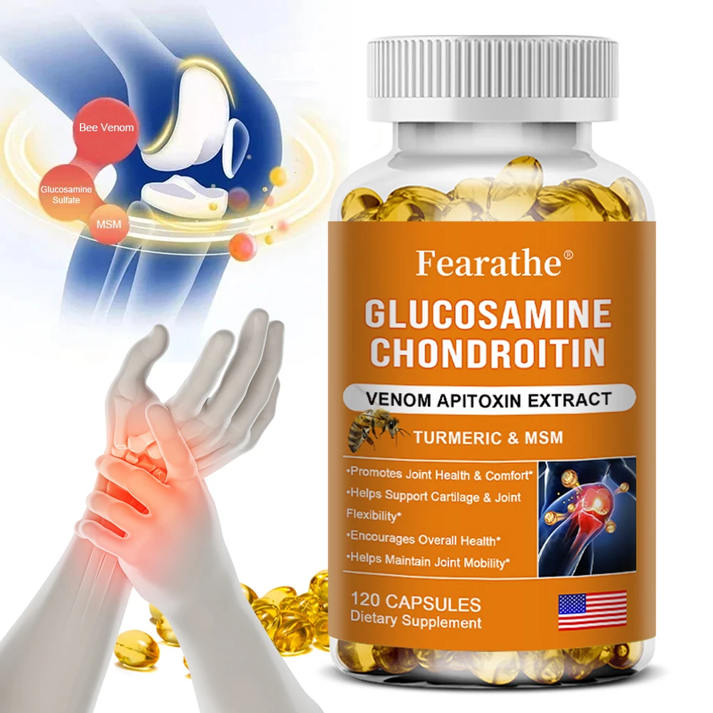 Suplemento de glucosamina, condroitina, MSM y cúrcuma: apoyo para la cartílago, la salud y la flexibilidad de las articulaciones, cápsulas sin OGM