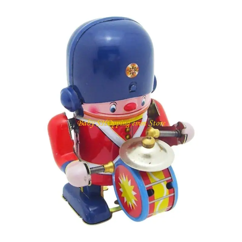 23GD Tinplate Drummer Robot Toy Diseño único para acariciar para adultos y niños juguete mecánico vintage