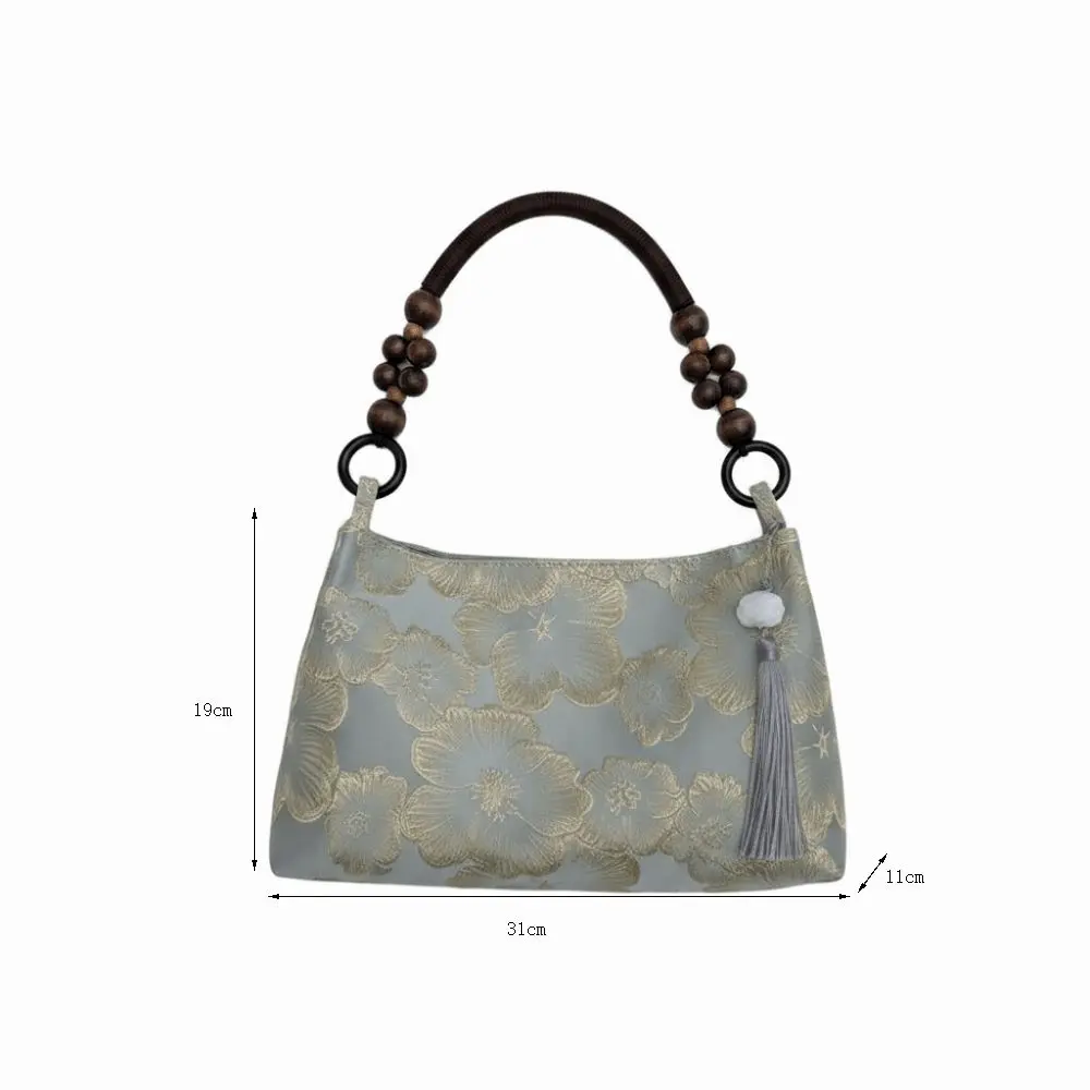 � Mittlere Kapazität ​ Damen-Schultertasche mit Stickerei ​ ​ Ethnische Muster-Stickerei ​ Nähgarn für Handarbeiten ​ ​ Quasten-Anhänger-Tasche ​ – Detail 1