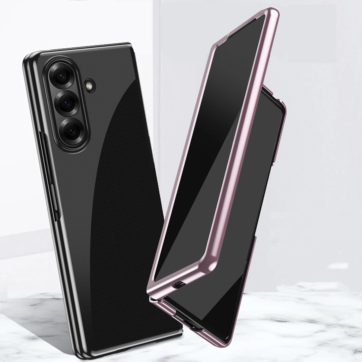 Роскошный гальванический чехол для Samsung Galaxy Z Fold 7, 6, 5, 4, 3, 5G, складной экран, гальванический ПК, прозрачный защитный чехол