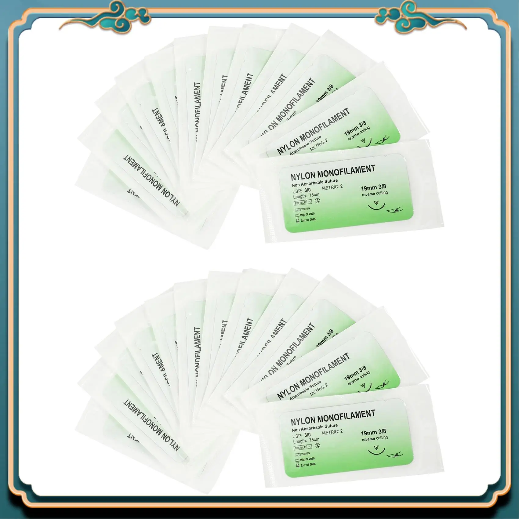 ABJG-24 قطعة/المجموعة/المجموعة إبرة خياطة النايلون حيدة الموضوع خياطة الممارسة كيت 3/0 #3