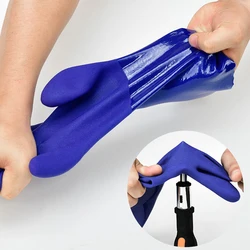 Guanti in PVC riutilizzabili guanti da lavoro impermeabili protettivi di sicurezza a prova di sostanze chimiche proteggono il blu isolante antiscivolo completamente rivestito