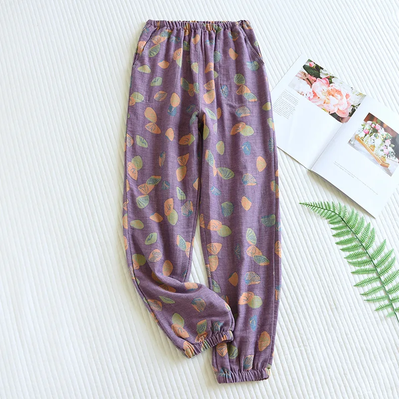 2024 New Women\'s Spring and Autumn Japanese Pants 100% Cotton Sleeping Pants Ladies Thin Close-up Pants Loose Home Pants