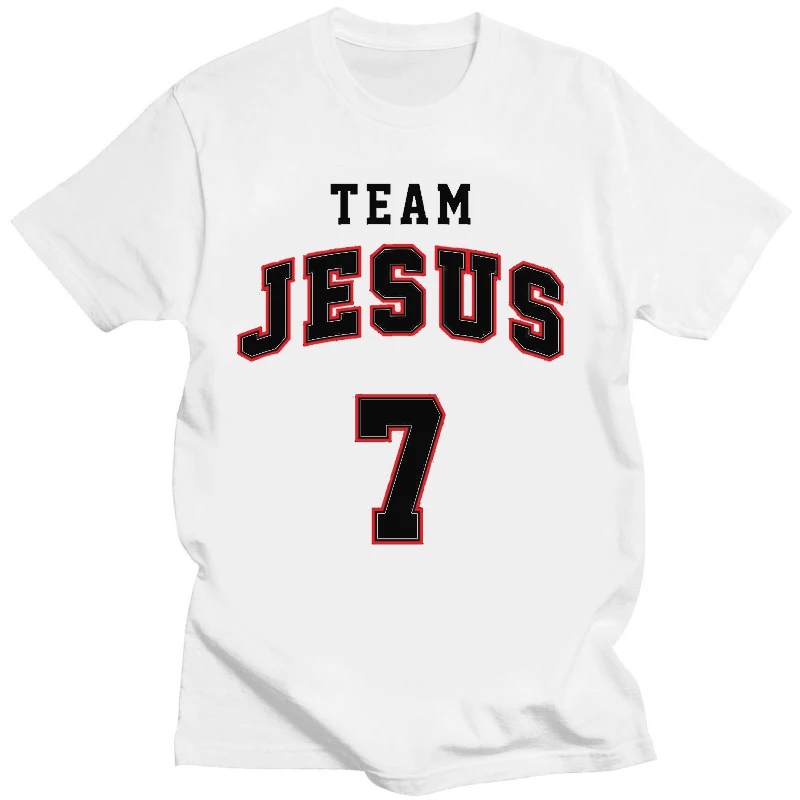 Team Jesus 7 Number T-shirt Funny Jesus Graphic T-shirts Women Men Clothing Tees Tops Camisas Casual Short  Clothes