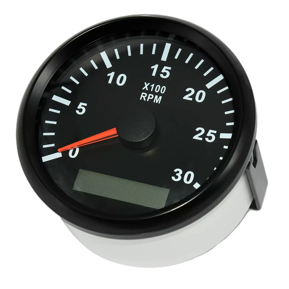 AD 85mm Car Marine Tachometer Gauge 0-3000RPM LCD Tacho Hour Meter Waterproof Motorcycle RPM Gauge with M16 M18 Sensor Car Meter