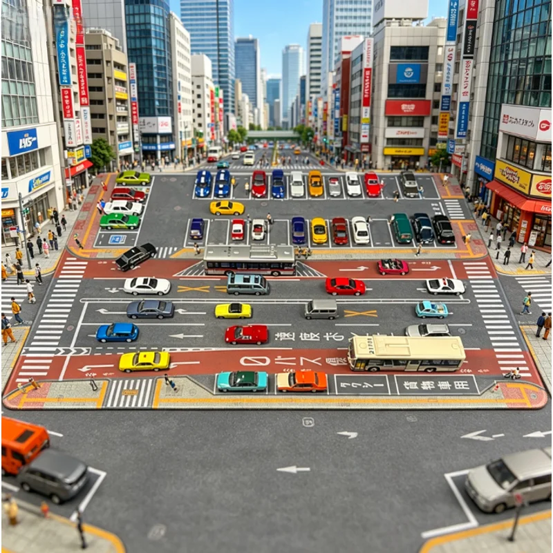 1:64 Scale 80X55cm Car Scene Mat Road Accessory Japanese Streets DIY Parking Lot Mat For Diecast Vehicle Truck Display Mouse Pad