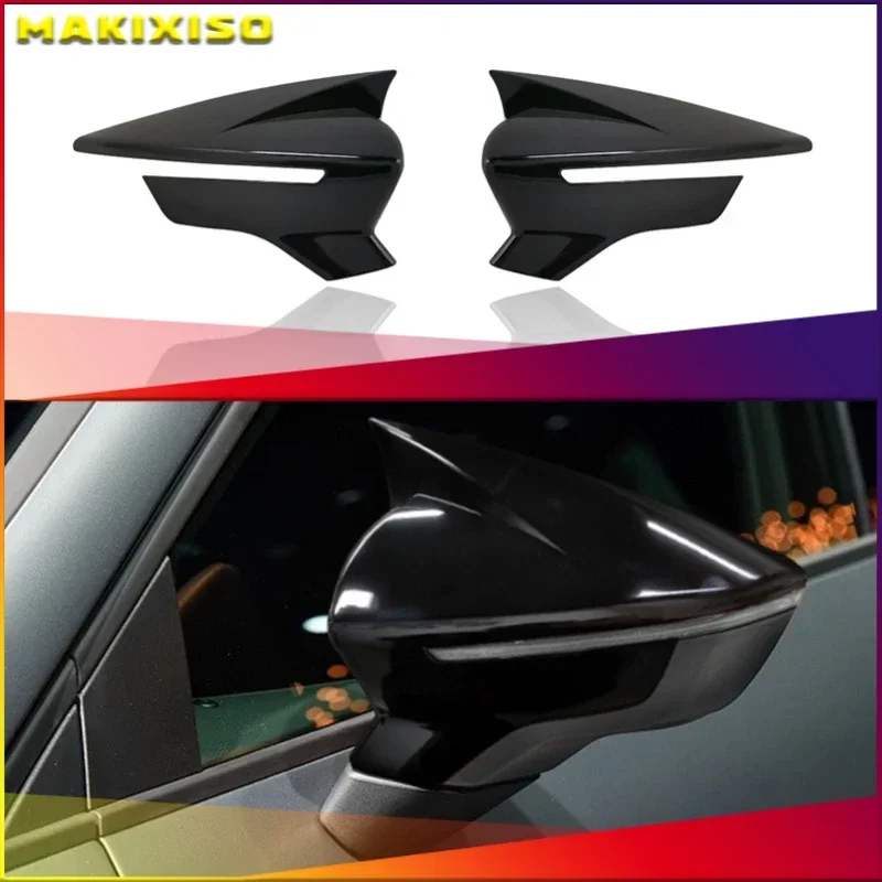 Für Seat Leon Bat Spiegelabdeckung Helles Schwarz Für Seat Leon Zubehör Modifizierte Teile Bild