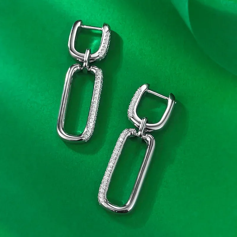 Personalized trendy paper clip earrings S925 silver cross-border foreign trade bestseller in Europe and America