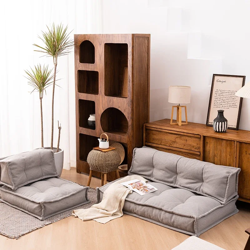 Japanese lazy sofa tatami futon seat cushion backrest linen seat pier thickened non-dismantling and washing fart pad balcony