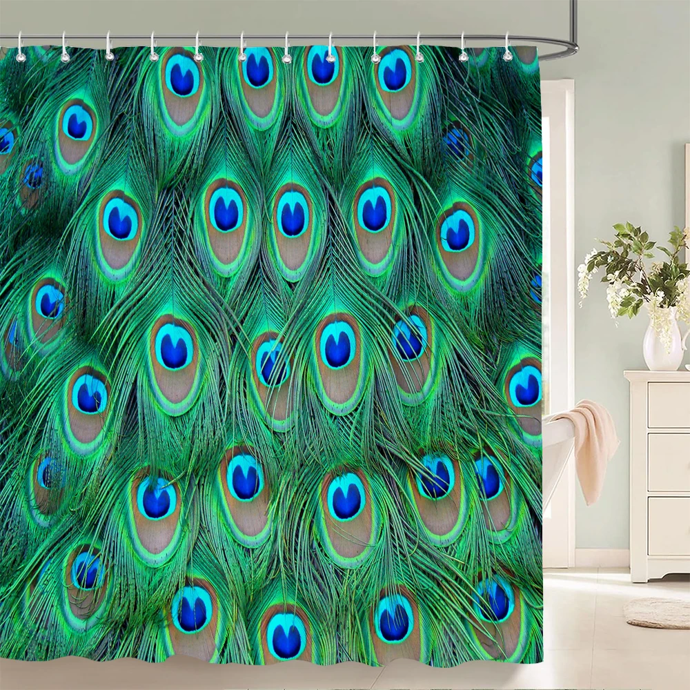 

Beautiful Peacock Feathers Shower Curtain Print Modern Nordic Flowers Polyster Fabric Home Decor Bathroom Curtain with Hooks