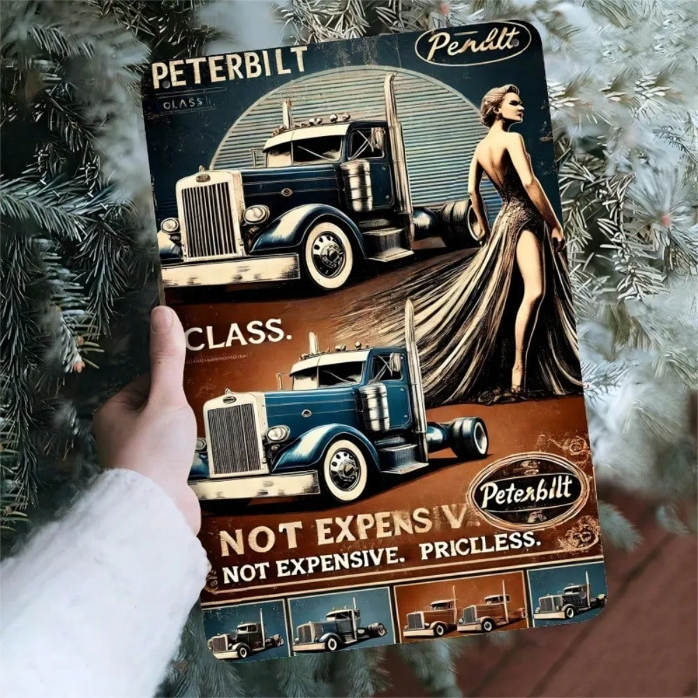 

Vintage 1979 Peterbilt Truck Metal Sign, Heavy-Duty Iron Retro Wall Art for Home Bar Cafe
