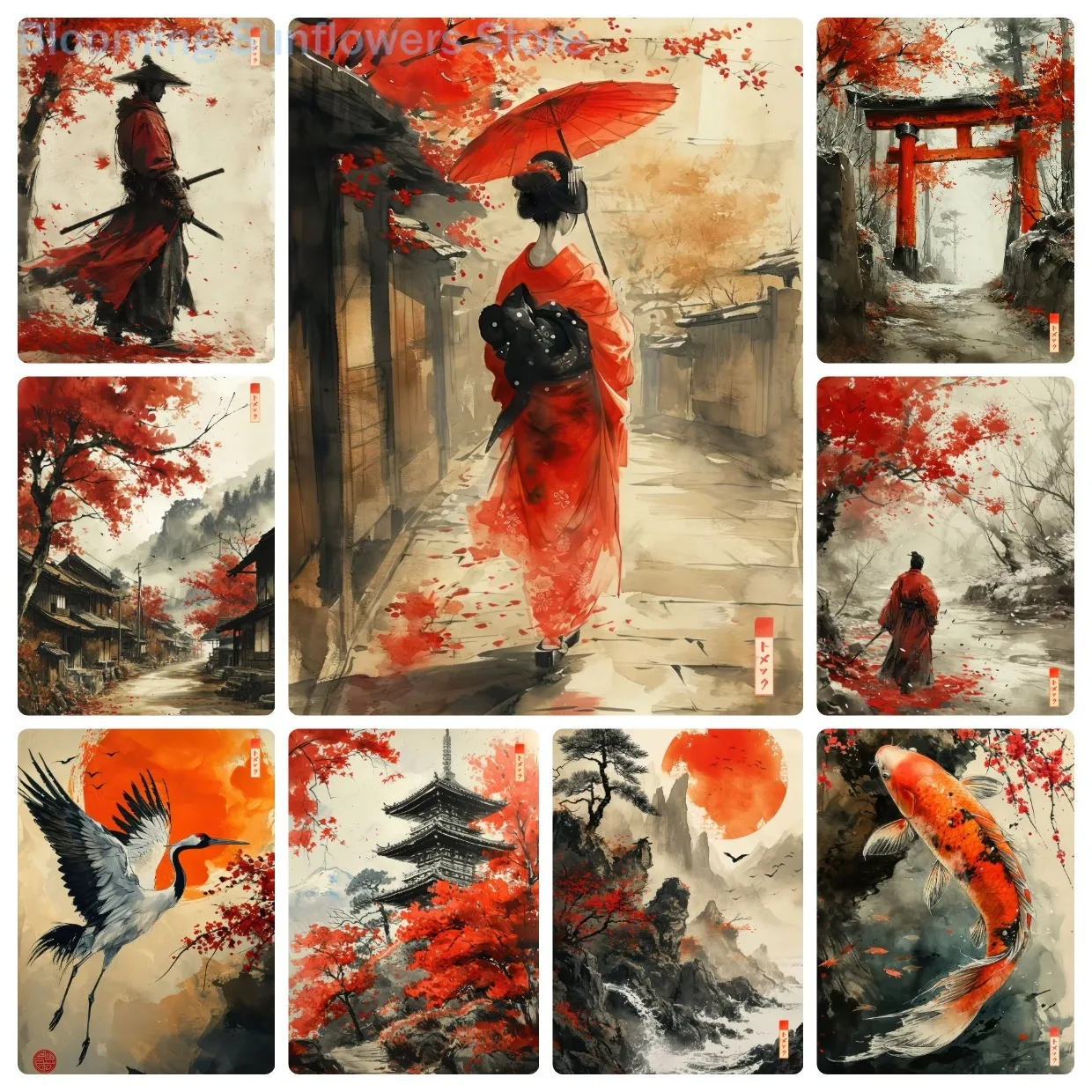 Jigsaw Puzzle 1000 Pieces Japanese Ink Ukiyo Painting Paper Puzzle for Adults,  Relaxing Game, Christmas & Birthday Gift