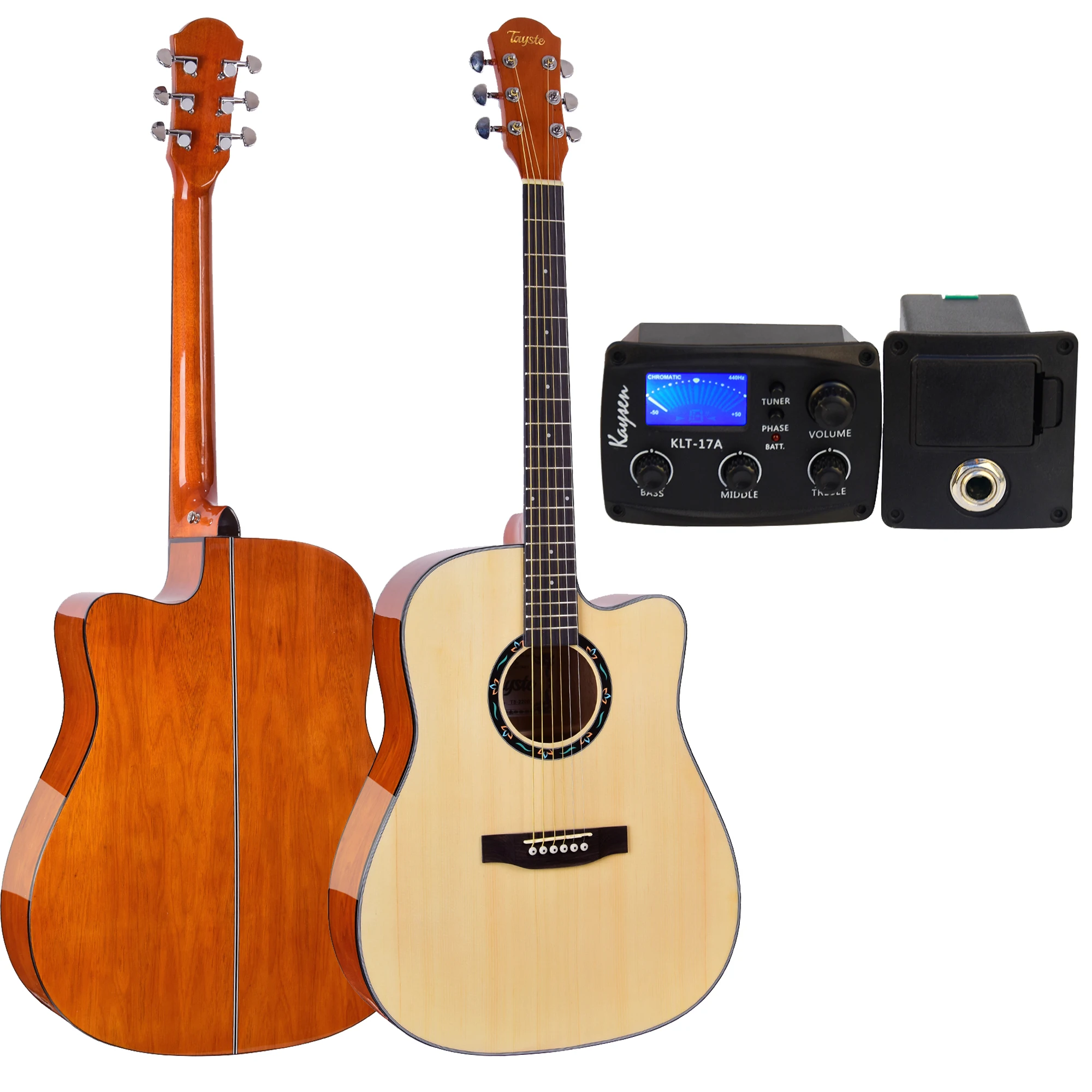 wholesale 41inch high gloss D body cutaway acoustic electric guitar with pickup EQ-KLT-17A