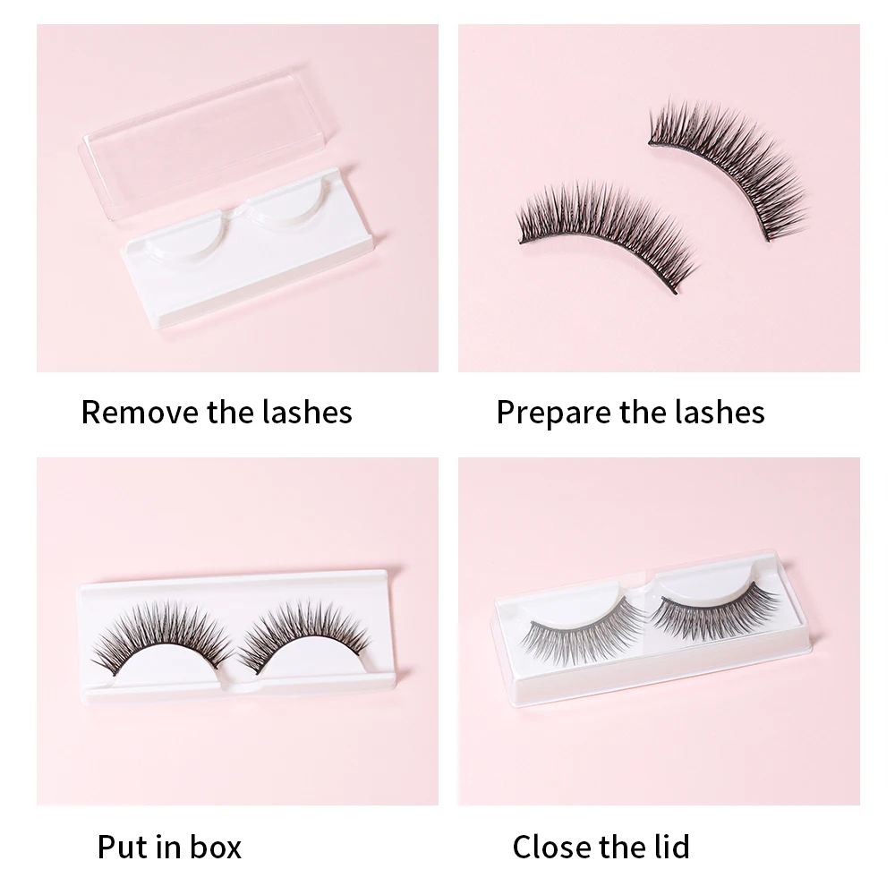 ANNAFRIS 50pcs Eyelashes Packaging Box False Lash Plastic Tray Holder Empty Storage Cover Mink Eyelash Display Box