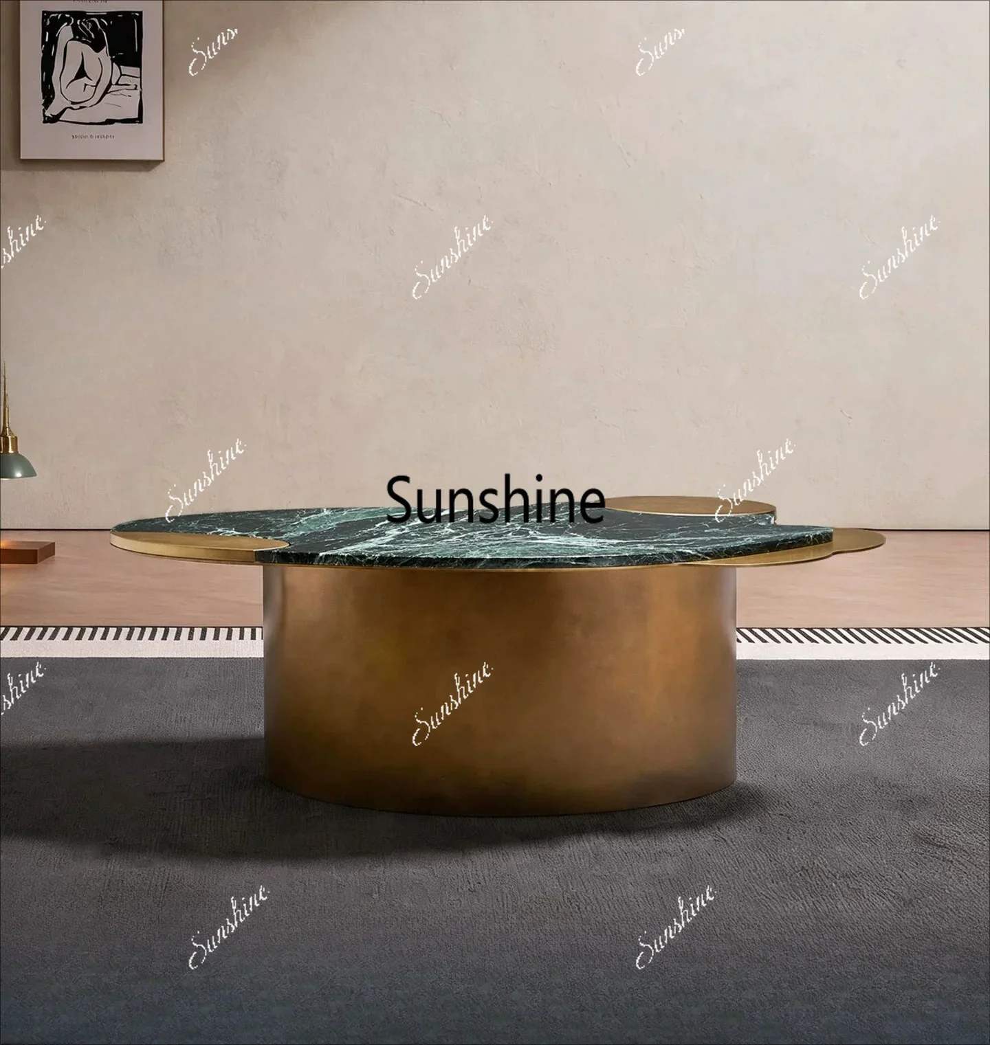Italian light luxury natural marble living room special-shaped coffee tableT*
