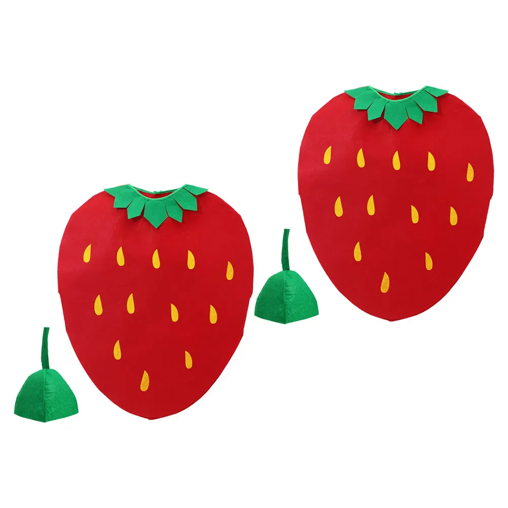

2 Sets Vegetable Strawberry Sitting Costume Toddler Non-woven Fabric Halloween Costumes