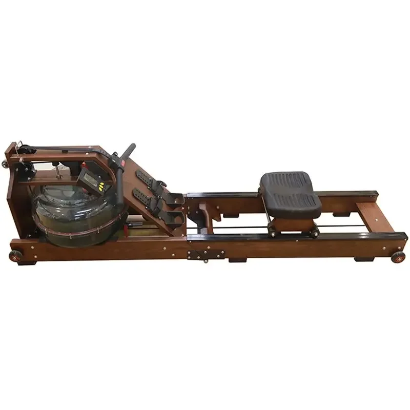 2024 New Design Wooden Seated Rowing Machine for Home & Indoor Gym Cardio Fitness Water Rower with Phone Holder