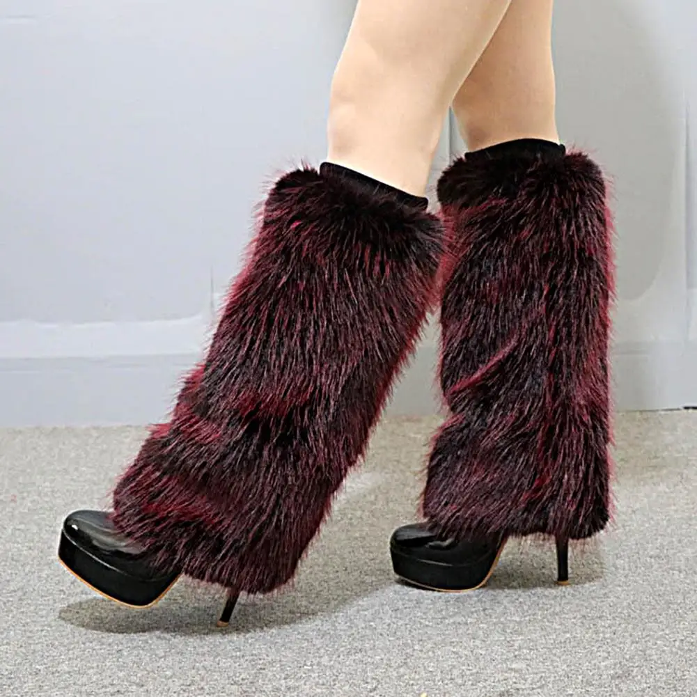 

1 Pair Leg Warmers Thick Boot Socks Winter Imitation Fox Fur Leg Warmers