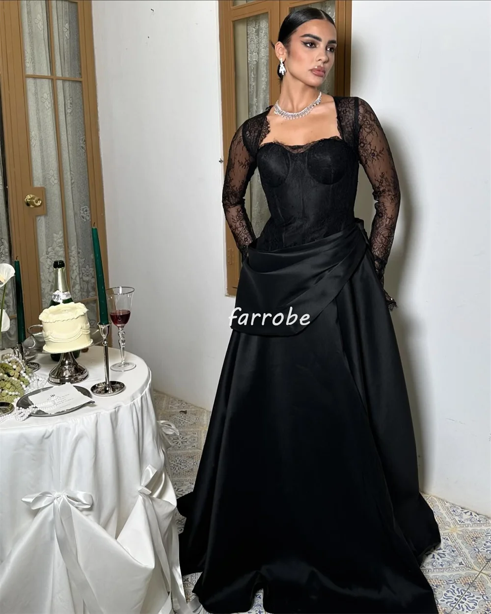 Customized Intricate Exquisite Pleat Ruched A-line Square Neck Long Dresses Bespoke Occasion Dresses Modern Style Exquisite Eleg