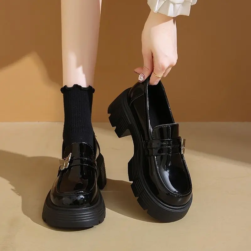 

​ Весна и осень 2023, новая женская обувь на платформе, лоферы Мэри Джейн на толстом каблуке, туфли в британском стиле с круглым носком ​