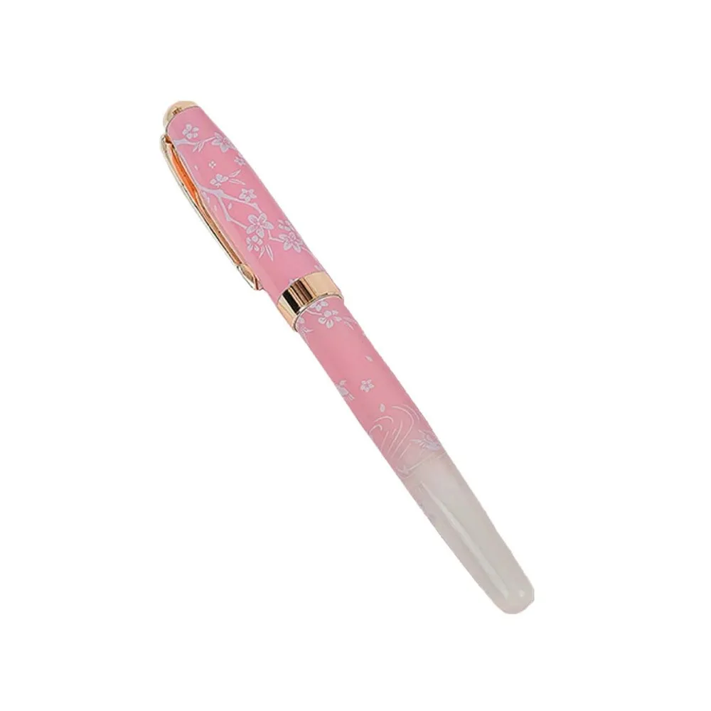 

Women Girls Pink Flowers Fountain Pen Art and Calligraphy F Nib Ink Pens Business Metal Gift Pen Student Use