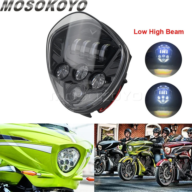 

Для Victory Cross Country 8-Ball Tour Magnum Vision Zach Ness Cross мотоциклетная светодиодная передняя фара дальнего/ближнего света 2008-2017