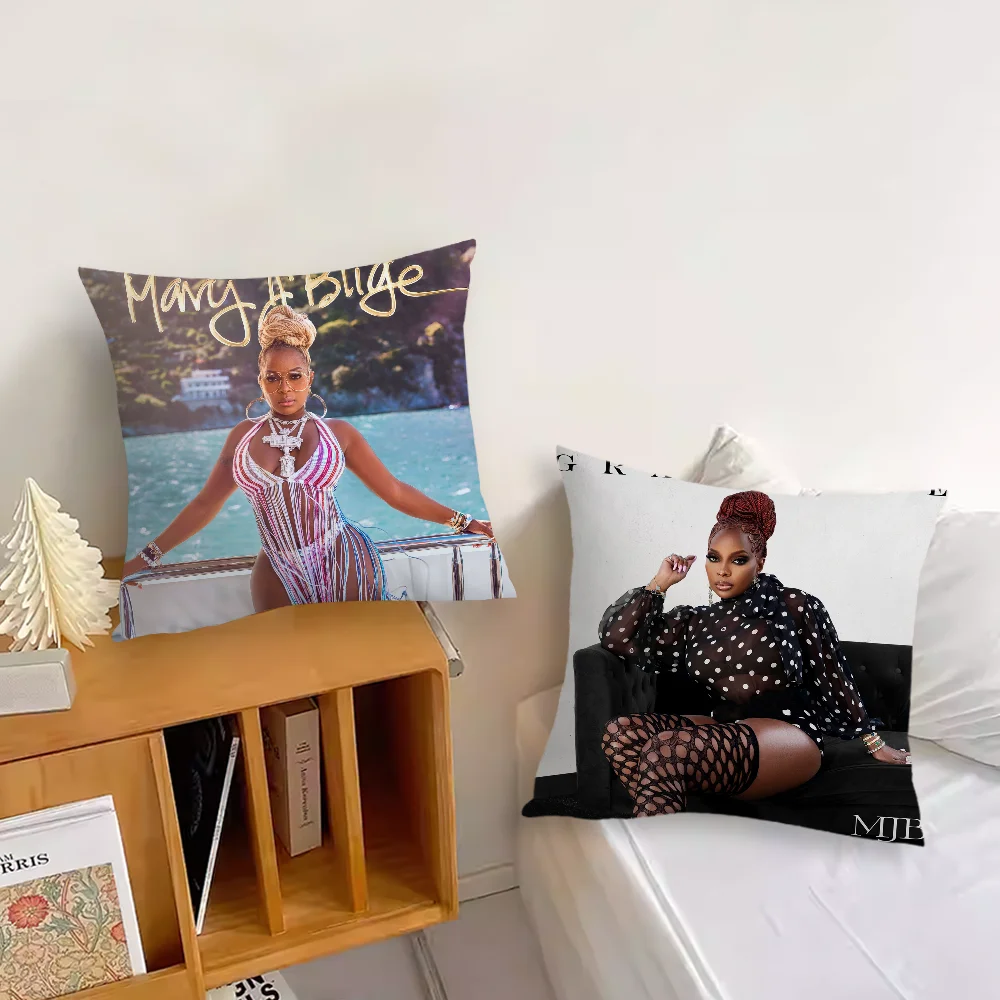 Singer M-Mary J. Blige Gratitude Pillow Case Sofa Living Room Bedroom Headboard Backrest Cushion Square Cushion Nap Time