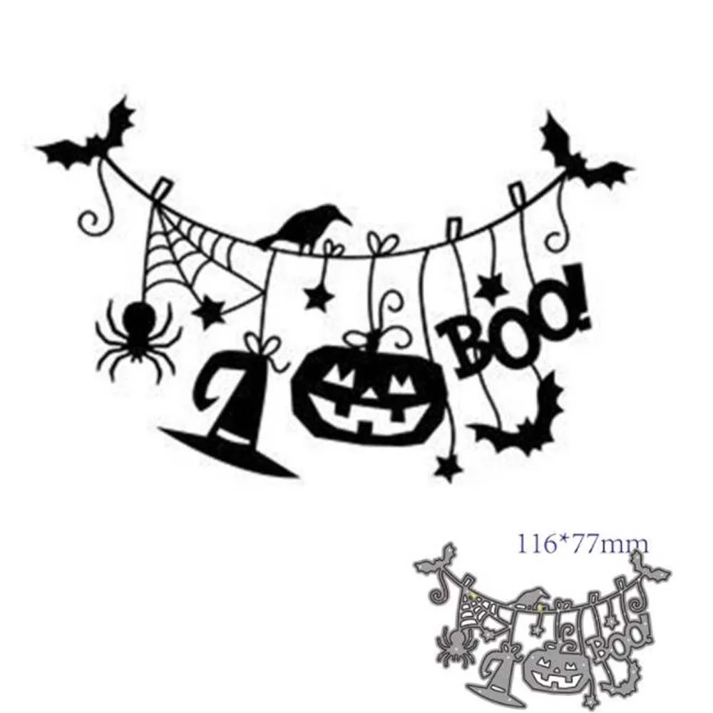 Wykrojniki do wycinania metali halloweenowe szablony do scrapbookingu dekoracyjne wytłaczanie rękodzieła matryca do wycinania szablonów