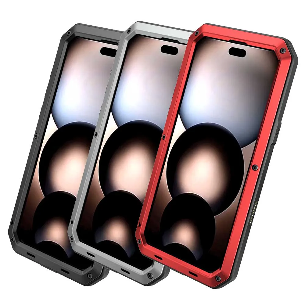 

Heavy Duty Armor Metal Aluminum Tank Case for iPhone 17 16 15 14 13 12 mini 11 Pro Max Shockproof Gorilla Cover for iPhone 17air