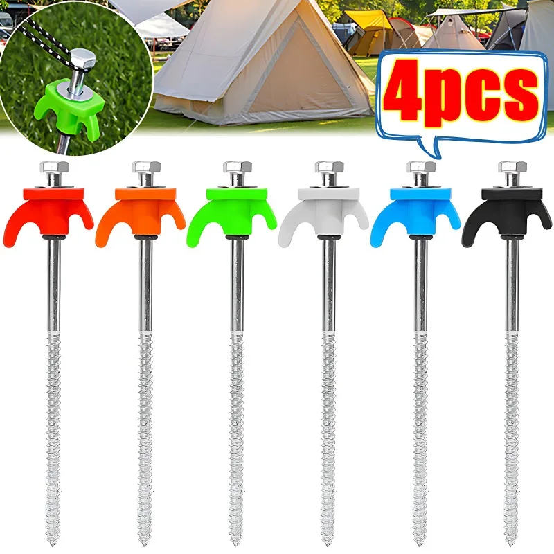 4/1pcs Screw in Tent Stakes with Hex Socket Heavy Duty Spiral Screw Camping Stakes Tent Ground Nail Heavy Duty Tent Stakes Pegs