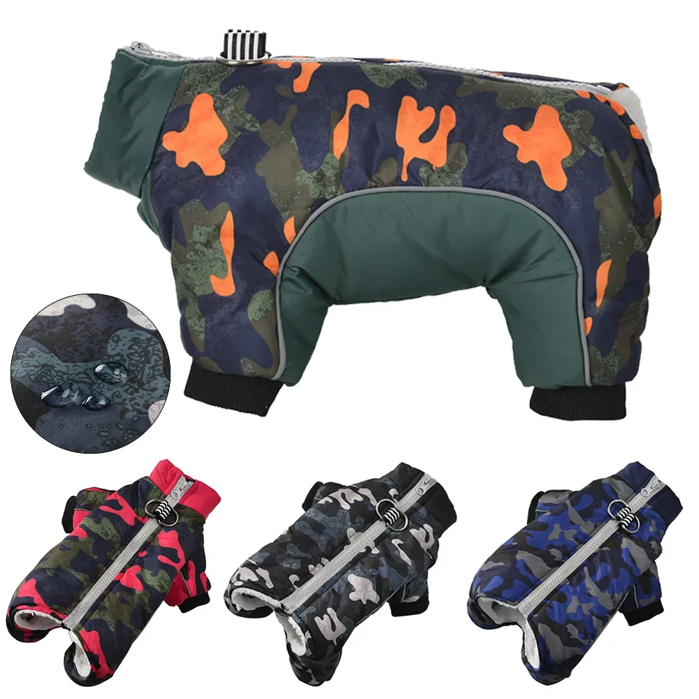 Winterwarmer Haustier-Hundeoverall für kleine und mittelgroße Hunde, winddichte Welpenkleidung mit D-Ring, reflektierender Hundemantel, Chihuahua-Outfits