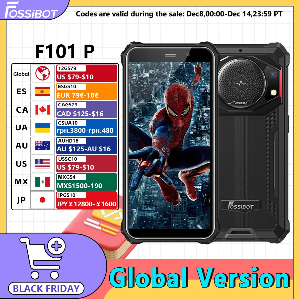 FOSSiBOT F101 P Rugged Smartphone 10600mAh Octa Core 4GB 64GB Cellphone 24MP Camera 5.45
