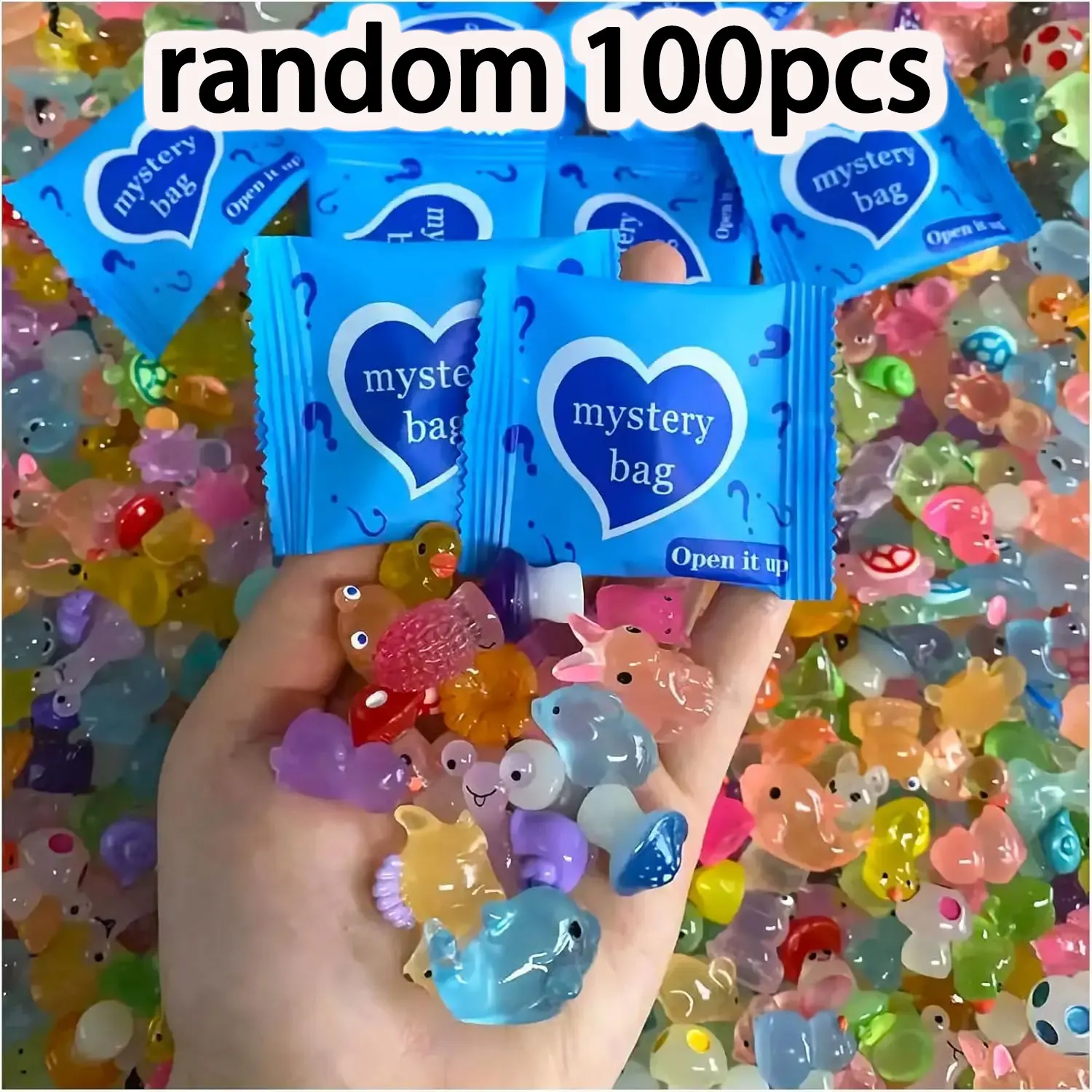 Caja Misteriosa con 100 Figuras de Animales Luminosos en Resina 3D, Miniaturas Adorables, para Adultos, Decoración DIY, Regalo